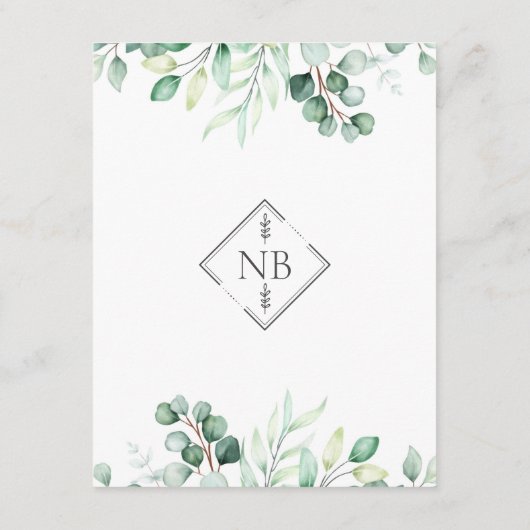 グリーンユーカリプトゥス水カラー詳細 エレガント エンクロージャーカード (裏面)