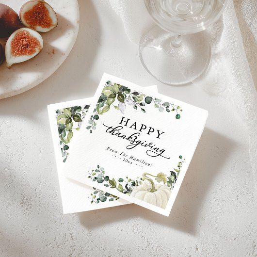 グリーンユーカリプンプキンサンクスディナー スタンダードカクテルナプキン