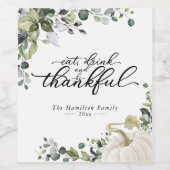 グリーンユーカリプンプキンサンクスディナー ワインラベル (シングルラベル)