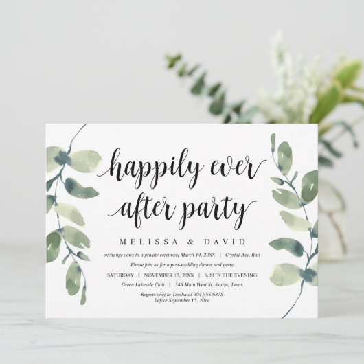 グリーンユーカリモダン結婚の駆け落ち 招待状 (スタンド正面)