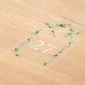 グリーンユーカリリースアーチアクリルテーブル番号 アクリル招待状 (レイダウン)