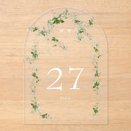 グリーンユーカリリースアーチアクリルテーブル番号 アクリル招待状