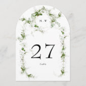 グリーンユーカリリースモノグラムアルチテーブル番号 招待状 (正面)