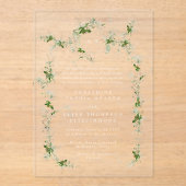 グリーンユーカリリースモノグラム結婚ズ アクリル招待状 (正面)