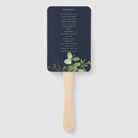 グリーンユーカリ動物水彩結婚式 プログラム ハンドファン (裏面)