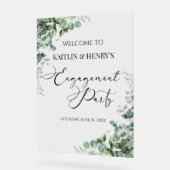 グリーンユーカリ婚約パーティ歓迎 アクリルサイン (傾斜)