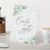 グリーンユーカリ幾何学カードとギフト 台座サイン (インサイチュ)