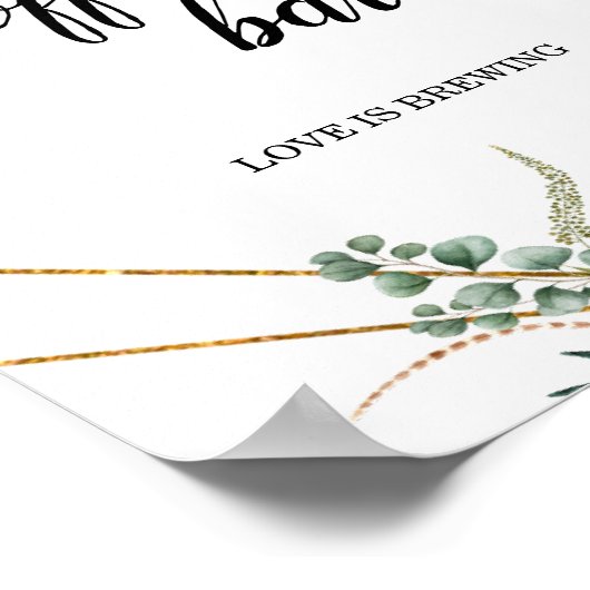 グリーンユーカリ幾何学コーヒーバー標識 ポスター (角)