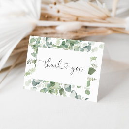 グリーンユーカリ折り結婚畳みサンキューカード サンキューカード
