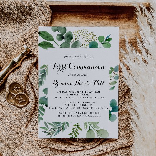 グリーンユーカリ書道第一聖餐会 招待状