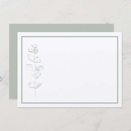 グリーンユーカリ植物シンプルモダン固定物 サンキューカード (正面/裏面)