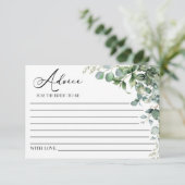 グリーンユーカリ植物ブライダルシャワー アドバイスカード (スタンド正面)