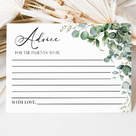 グリーンユーカリ植物ベビーシャワー アドバイスカード