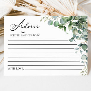 グリーンユーカリ植物ベビーシャワー アドバイスカード