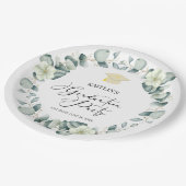 グリーンユーカリ植物卒業パーティー ペーパープレート (アングル)