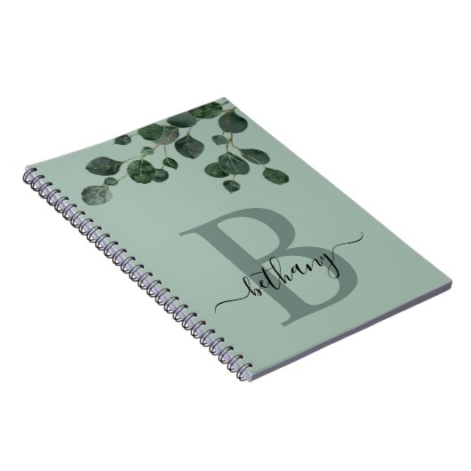 グリーンユーカリ植物単線画のシェード ノートブック (右側)