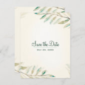 グリーンユーカリ植物学葉の日付を保存 案内ポストカード (正面/裏面)