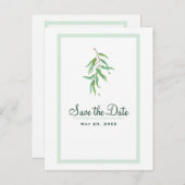 グリーンユーカリ植物学葉の日付を保存 案内ポストカード (正面/裏面)