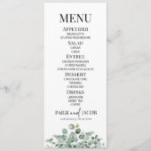 グリーンユーカリ植物性庭園の結婚式食品 メニュー (正面)