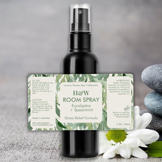 グリーンユーカリ植物用スプレーボトル製品 ラベル