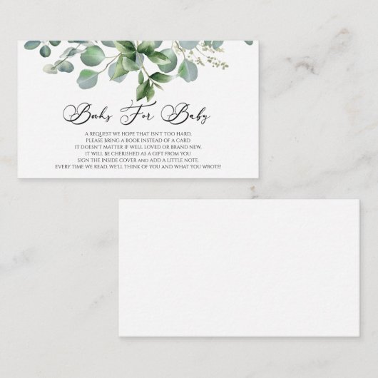 グリーンユーカリ植物赤ちゃんシャワーベビー エンクロージャーカード (正面/裏面)