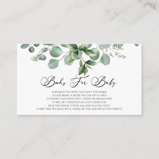 グリーンユーカリ植物赤ちゃんシャワーベビー エンクロージャーカード (正面)