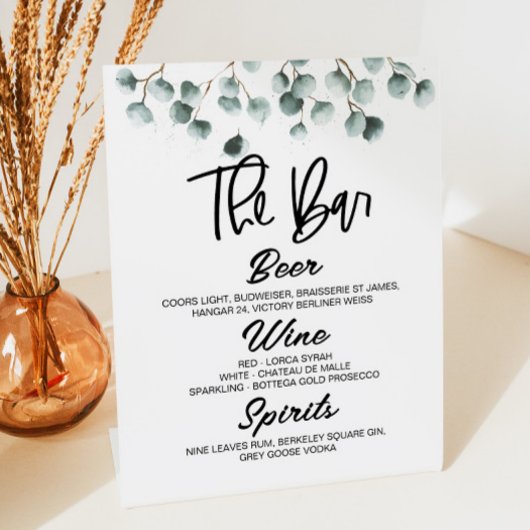 グリーンユーカリ植物飲料バーペデスタルサイン 台座サイン