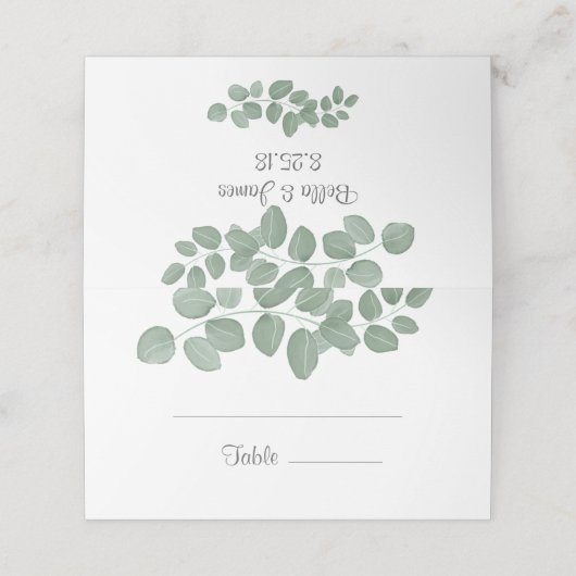 グリーンユーカリ結婚プタス座席表 プレイスカード (外部開封)