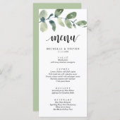 グリーンユーカリ結婚プチュの駆け落ちディナー メニュー (正面/裏面)