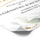 グリーンユーカリ結婚金ゴールドの歓迎サイン ポスター (角)