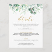 グリーンユーカリ結婚金ゴールド詳細エレガント エンクロージャーカード (正面)