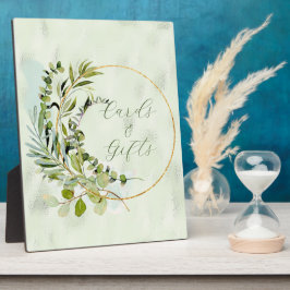 グリーンユーカリ緑の金ゴールド枠 フォトプラーク