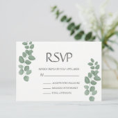 グリーンユーカリ葉パウントRSVPカード 出欠カード (スタンド正面)