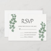 グリーンユーカリ葉パウントRSVPカード 出欠カード (正面/裏面)