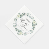 グリーンユーカリ葉パネスボタニカルブライダルシャワー スタンダードランチョンナプキン (角)
