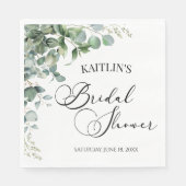 グリーンユーカリ葉パネスボタニカルブライダルシャワー スタンダードランチョンナプキン (正面)
