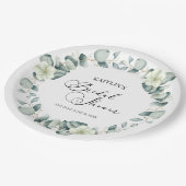 グリーンユーカリ葉パネスボタニカルブライダルシャワー ペーパープレート (アングル)