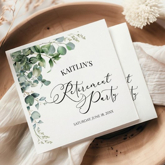 グリーンユーカリ葉パネスボタニカルリタイアパーティー スタンダードランチョンナプキン