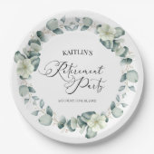 グリーンユーカリ葉パネスボタニカルリタイアパーティー ペーパープレート (正面)