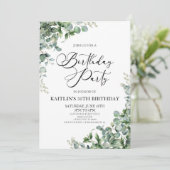 グリーンユーカリ葉パネス植物誕生日パーティー 招待状 (スタンド正面)