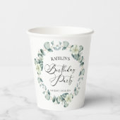 グリーンユーカリ葉パネス植物誕生日パーティー 紙コップ (裏面)