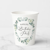 グリーンユーカリ葉パネス植物誕生日パーティー 紙コップ (正面)