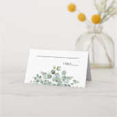 グリーンユーカリ葉植物学庭園の結婚式 プレイスカード (正面)