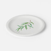 グリーンユーカリ葉植物学素朴結婚ズ ペーパープレート (アングル)