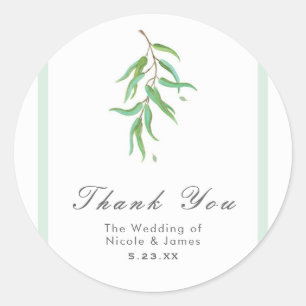 グリーンユーカリ葉植物学素朴結婚ズ ラウンドシール