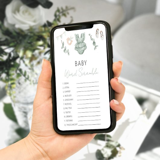 グリーンユーカリ赤ちゃんガールシャワースクランブルゲーム ポスター