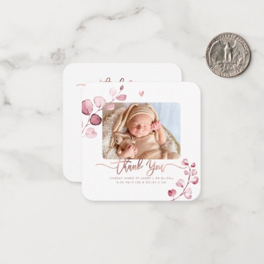 グリーンユーカリ赤ちゃんシャワーありがとう ノートカード (正面/裏面インサイチュ)