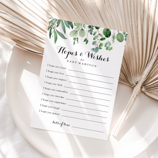 グリーンユーカリ赤ちゃんシャワー希望&ウィッシュカード ポストカード