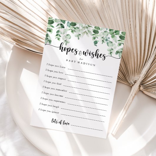 グリーンユーカリ赤ちゃんシャワー希望&ウィッシュカード ポストカード