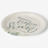 グリーンユーカリ赤ちゃんシャワー ペーパープレート (アングル)